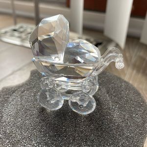 Swarovski crystal baby carriage figurine